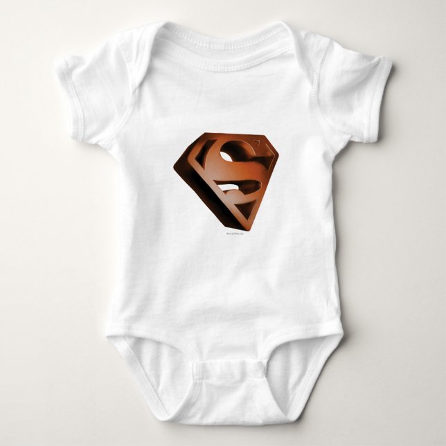 Superman S-Shield | 3D Grainy Logo Baby Bodysuit (Front)