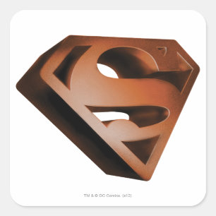 Superman S-Shield   3D Grainy Logo Square Sticker