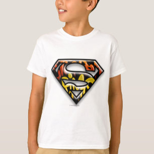 Superman S-Shield   Black Outline Graffiti Logo T-Shirt