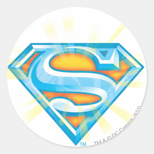 Superman S-Shield | Blue and Orange Logo Classic Round Sticker (Front)