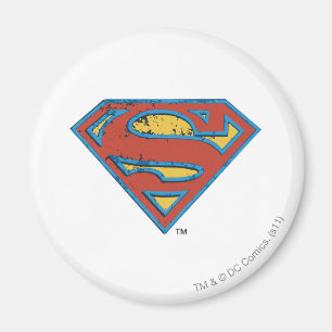 Superman S-Shield   Blue Outline Grunge Logo Magnet