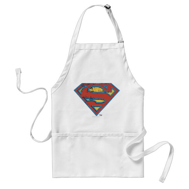 Superman S-Shield | Blue Outline Grunge Logo Standard Apron (Front)