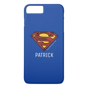 Superman S-Shield   Darkened Red Logo   Add Name iPhone 8 Plus/7 Plus Case