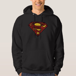 Superman S-Shield   Darkened Red Logo Hoodie