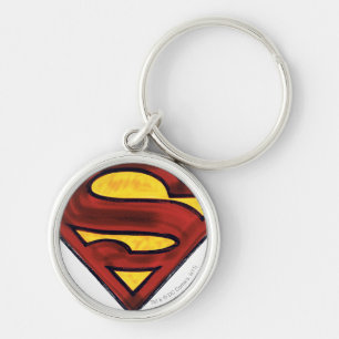 Superman S-Shield Darkened Red Logo Key Ring