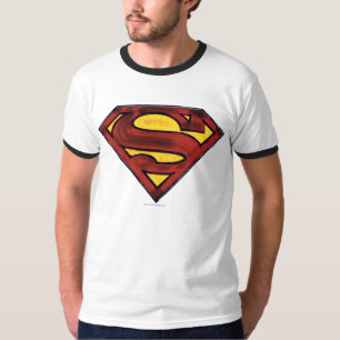 Superman S-Shield Darkened Red Logo T-Shirt