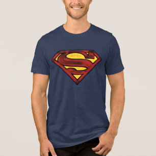 Superman S-Shield   Darkened Red Logo Tri-Blend Shirt