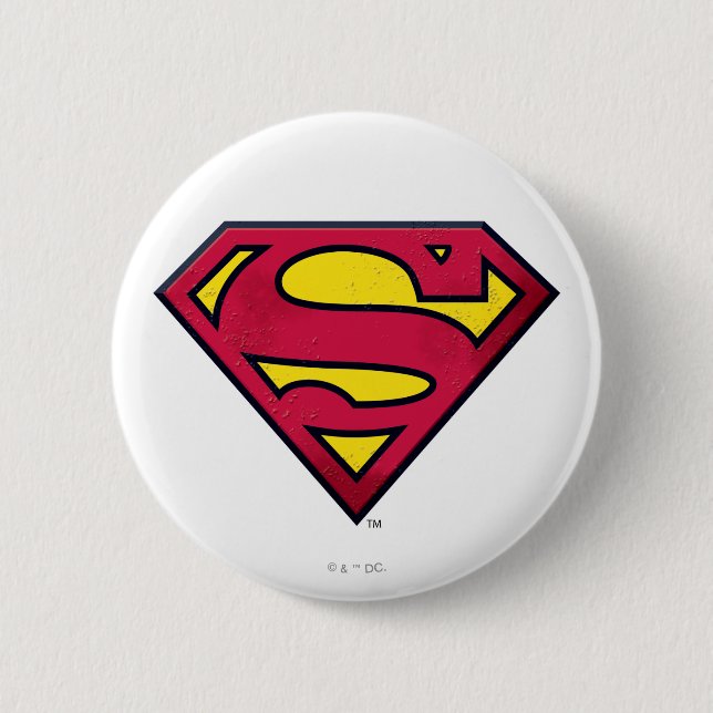 Superman S-Shield | Dirt Logo 6 Cm Round Badge (Front)