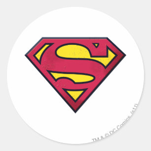 Superman S-Shield   Dirt Logo Classic Round Sticker