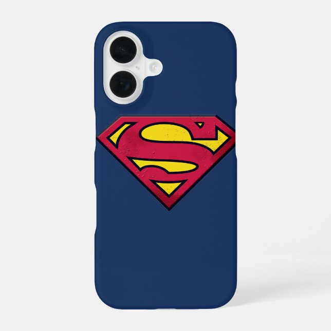 Superman S-Shield | Dirt Logo iPhone 16 Case (Back)