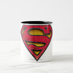 Superman S-Shield   Distressed Logo Two-Tone Coffee Mug