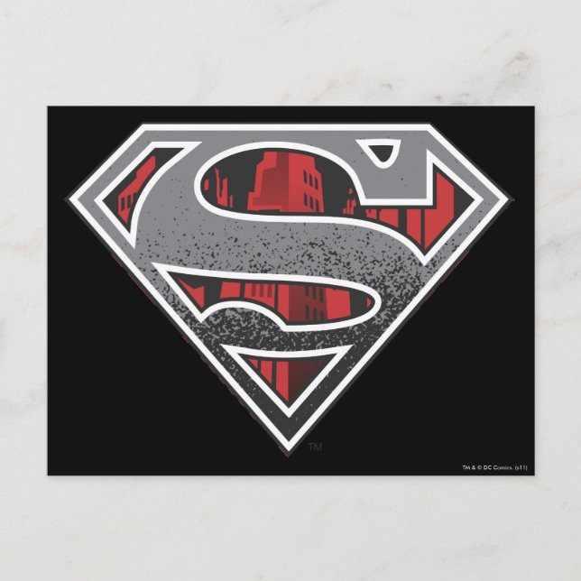 Superman S-Shield | Grey and Red City Logo Postcard (Front)