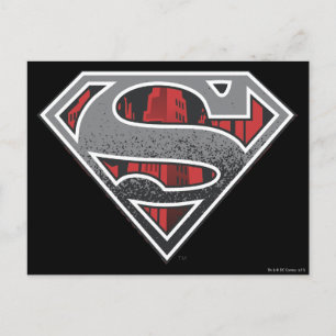 Superman S-Shield Grey and Red City Logo Postcard