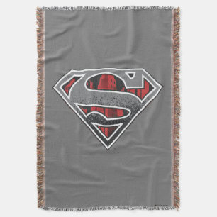 Superman S-Shield   Grey and Red City Logo Throw Blanket
