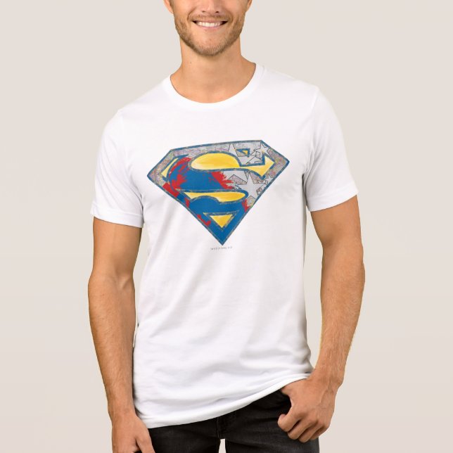 Superman S-Shield | Grey Yellow Red Black Mix Logo Tri-Blend Shirt (Front)