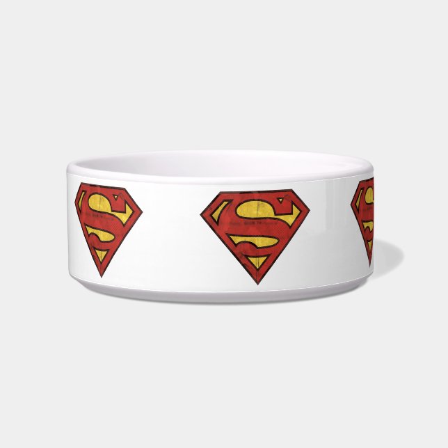 Superman S-Shield | Grunge Black Outline Logo Bowl (Left)