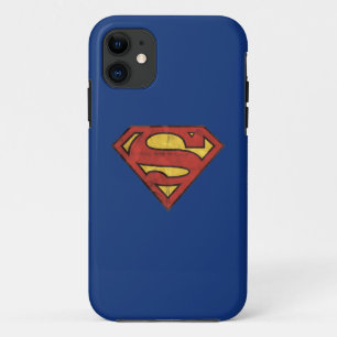 Superman S-Shield   Grunge Black Outline Logo iPhone 11 Case
