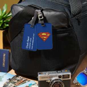 Superman S-Shield Grunge Black Outline Logo Luggage Tag
