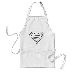 Superman S-Shield   Grunge Black Outline Logo Standard Apron