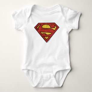 Superman S-Shield   Grunge Logo Baby Bodysuit