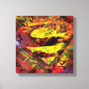 Superman S-Shield   Grunge Logo Canvas Print
