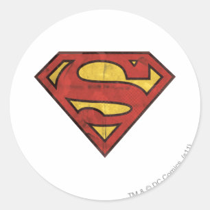 Superman S-Shield   Grunge Logo Classic Round Sticker