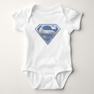 Superman S-Shield   Light Blue City Logo Baby Bodysuit