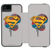 Superman S-Shield | Orange with Paint Incipio iPhone Wallet Case (Folio Open)