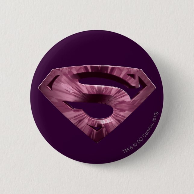 Superman S-Shield | Pink Star Burst Logo 6 Cm Round Badge (Front)