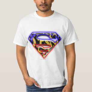 Superman S-Shield   Purple-Red Graffiti Logo T-Shirt