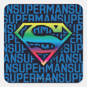Superman S-Shield   Rainbow Logo Square Sticker