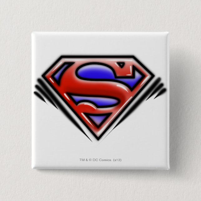 Superman S-Shield | Red Airbrush Logo 15 Cm Square Badge (Front)