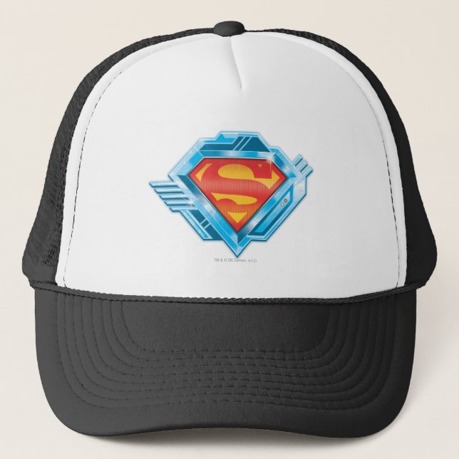 Superman S-Shield | Red and Blue Metal Logo Trucker Hat (Front)