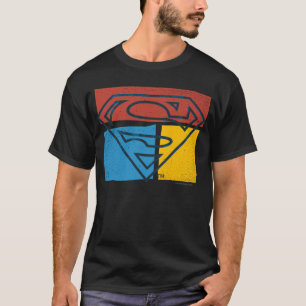 Superman S-Shield Red Blue Yellow Block Logo T-Shirt