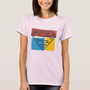 Superman S-Shield Red Blue Yellow Block Logo T-Shirt