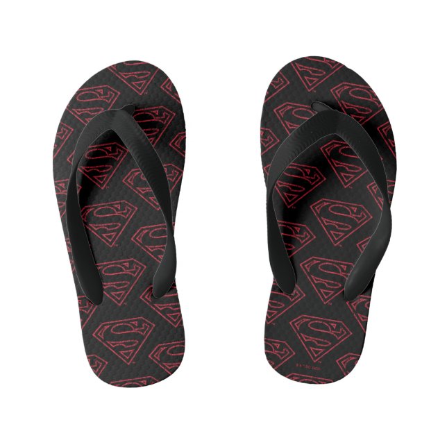 Superman S-Shield | Red Outline Logo Kid's Flip Flops (Footbed)