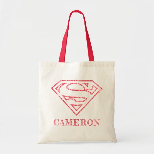 Superman S-Shield | Red Outline Logo Tote Bag (Front)