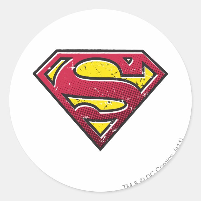 Superman S-Shield | Scratches Logo Classic Round Sticker (Front)