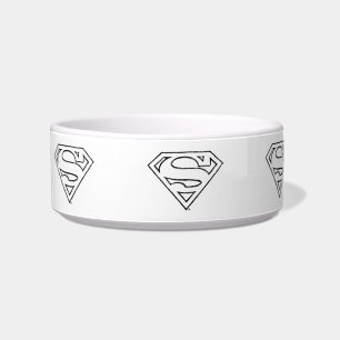 Superman S-Shield   Simple Black Outline Logo Bowl