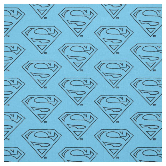 Superman S-Shield | Simple Black Outline Logo Fabric (Swatch)