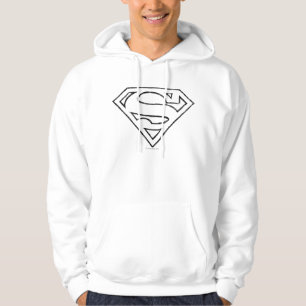 Superman S-Shield   Simple Black Outline Logo Hoodie