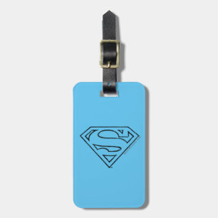 Superman S-Shield   Simple Black Outline Logo Luggage Tag