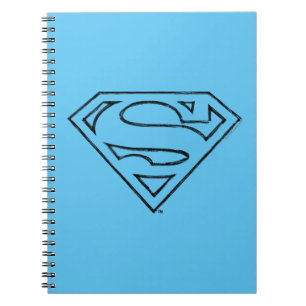 Superman S-Shield   Simple Black Outline Logo Notebook