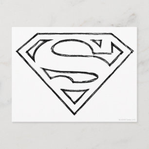 Superman S-Shield   Simple Black Outline Logo Postcard