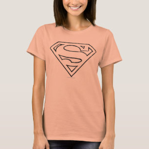 Superman S-Shield   Simple Black Outline Logo T-Shirt