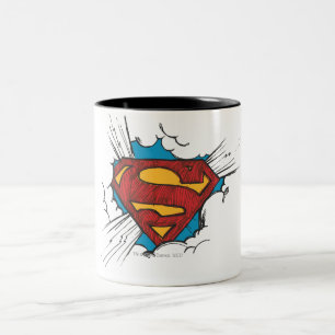 Superman S-Shield Within Clouds Logo Two-Tone Coffee Mug