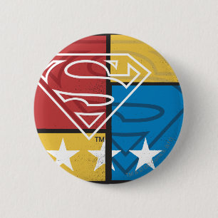 Superman Shield with Stars 6 Cm Round Badge