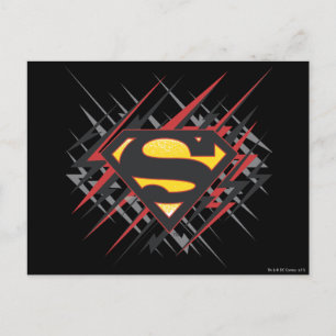 Superman Stylised   Black and Red Strikes Logo Postcard