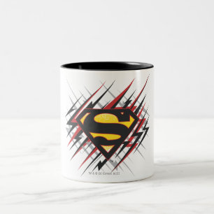 Superman Stylised Black and Red Strikes Logo Two-Tone Coffee Mug