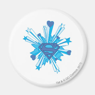 Superman Stylised   Blue Shield Hearts Logo Magnet